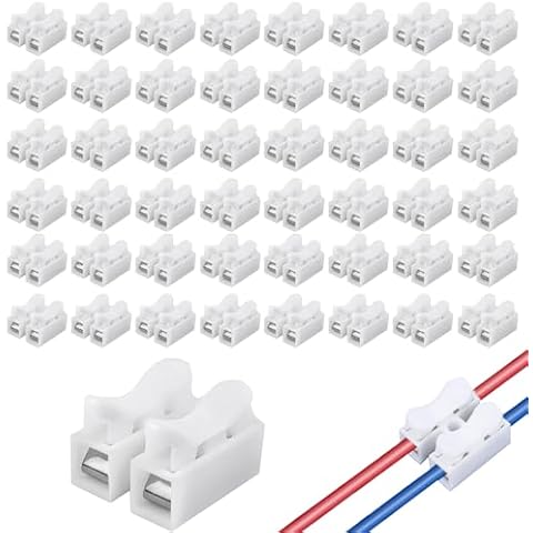 50 Pcs CH2 Quick Spring Wire Connectors Block Cover