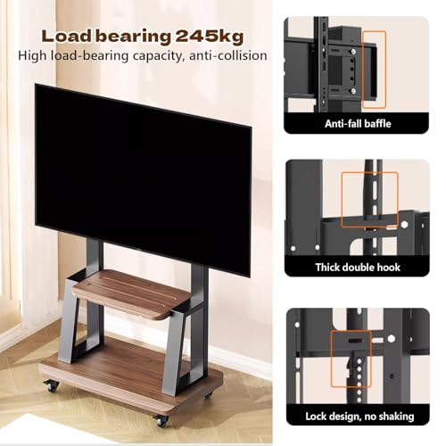Support TV mobile réglable en hauteur avec roulettes robustes 100 pouces - 8