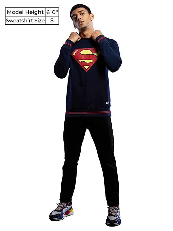 Image of The Souled Store Superman: Man of Steel Mens and Womens Graphic Printed Cotton Hoodie Black