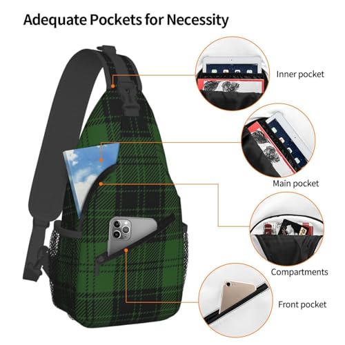 Mochila Cruzada Negra de Plaid para Senderismo y Viaje miniatura 4