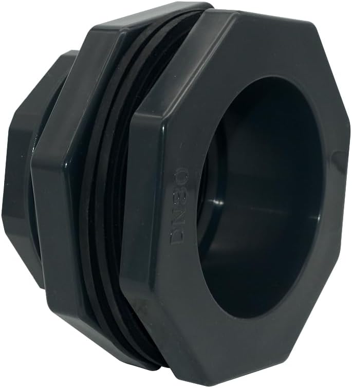 DAN SPEED DN80 PVC Pipe Fitting Reducer, Bulkhead Fitting Water Tank Connector Plumbing NPT for Rain Barrels, Aquariums, Tubs, Pools (DN80)