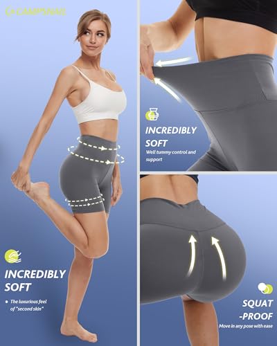 Image of CAMPSNAIL 4 Pack Biker Shorts for Women High Waist - 5 inch /8 inch Tummy Control Soft Athletic Yoga Workout Running Gym Shorts