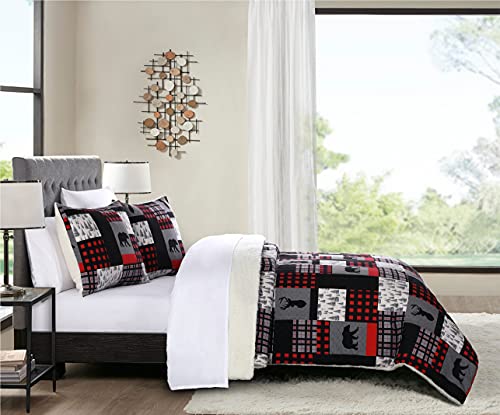 Heritage Kids Woodland Cozy Flannel Reverse To Super Soft Sherpa 3 Piece Comforter Set, Full/Queen, Multi-Color #TOP2