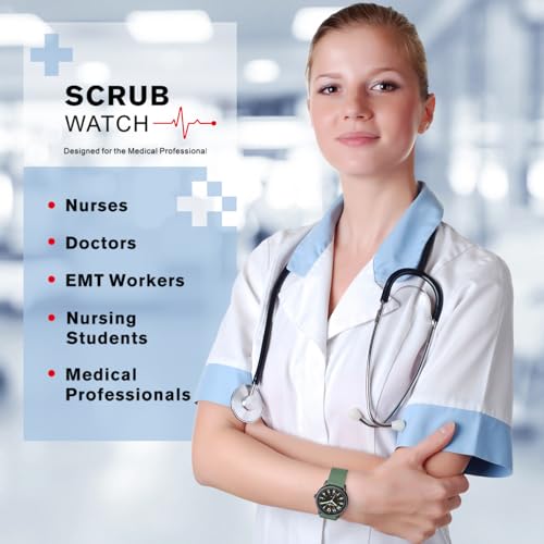 PINDOWS Women's Nurse Watch with Luminous Dial, 12/24 Hour Display, Waterproof Silicone Band for Medical Professionals - Image 7