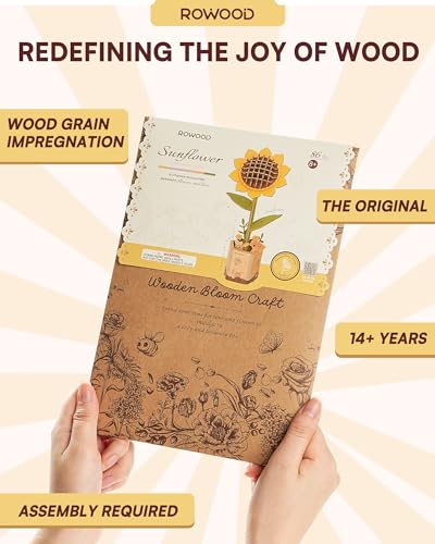 rowood Puzzle 3D Fai da te Fiore in Legno Kit Modellino di Fiori Artificiali Da Montare Per Adulti (Sunflower)