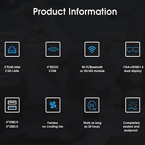 Fanless Mini Pc Intel Core I7 Windows 10 Pro,16Gb Ram 256Gb Ssd,6*Com Rs232,Hdmi,Vga, 8*Usb, 2.4G+5G Dual Wifi,Industrial Barebone Mini Desktop Computer #TOP1