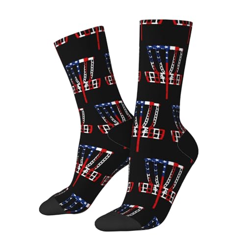 Usa Flag Disc Golf Socks For Men Women Gift Sport Crew Socks Funny Wicking Socks