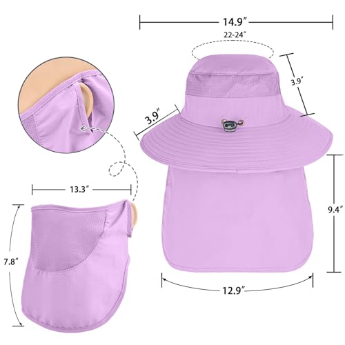 Image of Sun Hats for Men Women Fishing Hat UPF 50+ Breathable Wide Brim Bucket Hats Summer UV Protection Safari Hat with Neck Flap