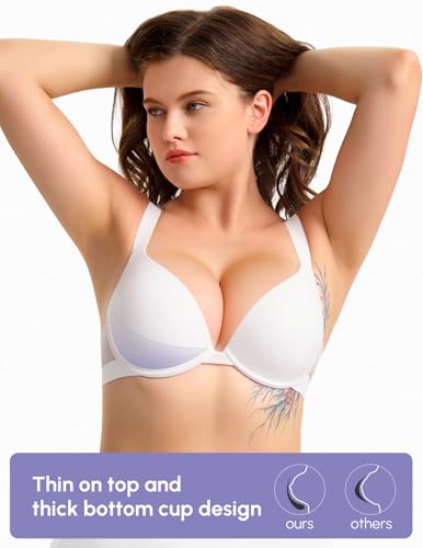 FallSweet Push Up T Shirt Bra for Small Chested Women Underwire Plunge Padded Add Two Cup Bra4