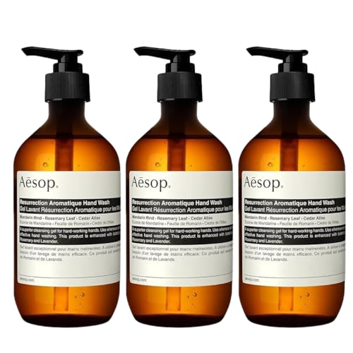 Aesop Resurrection Aromatique Hand Wash | Gentle Cleanser with Orange, Rosemary and Lavender Oils | 500mL / 16.9 oz (Pack of 3)