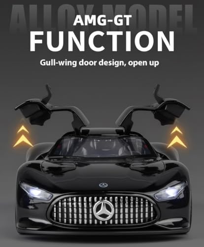 Image of Benz AMG Vision GT Toy Car 1:32 Diecast Metal Model - Pull Back Alloy Car with Openable Doors, Lights & Sound, Premium Collectible Gift for Boys, Men & Cars Lovers (Black)