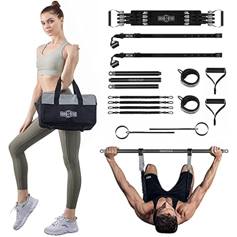 INNSTAR Adjustable Bench Press Band with Bar, Upgraded Push Up Resistance Bands, Portable Chest Builder Workout Equipment, Arm Expander for Home Workout,Gym,Fitness & Travel Cover
