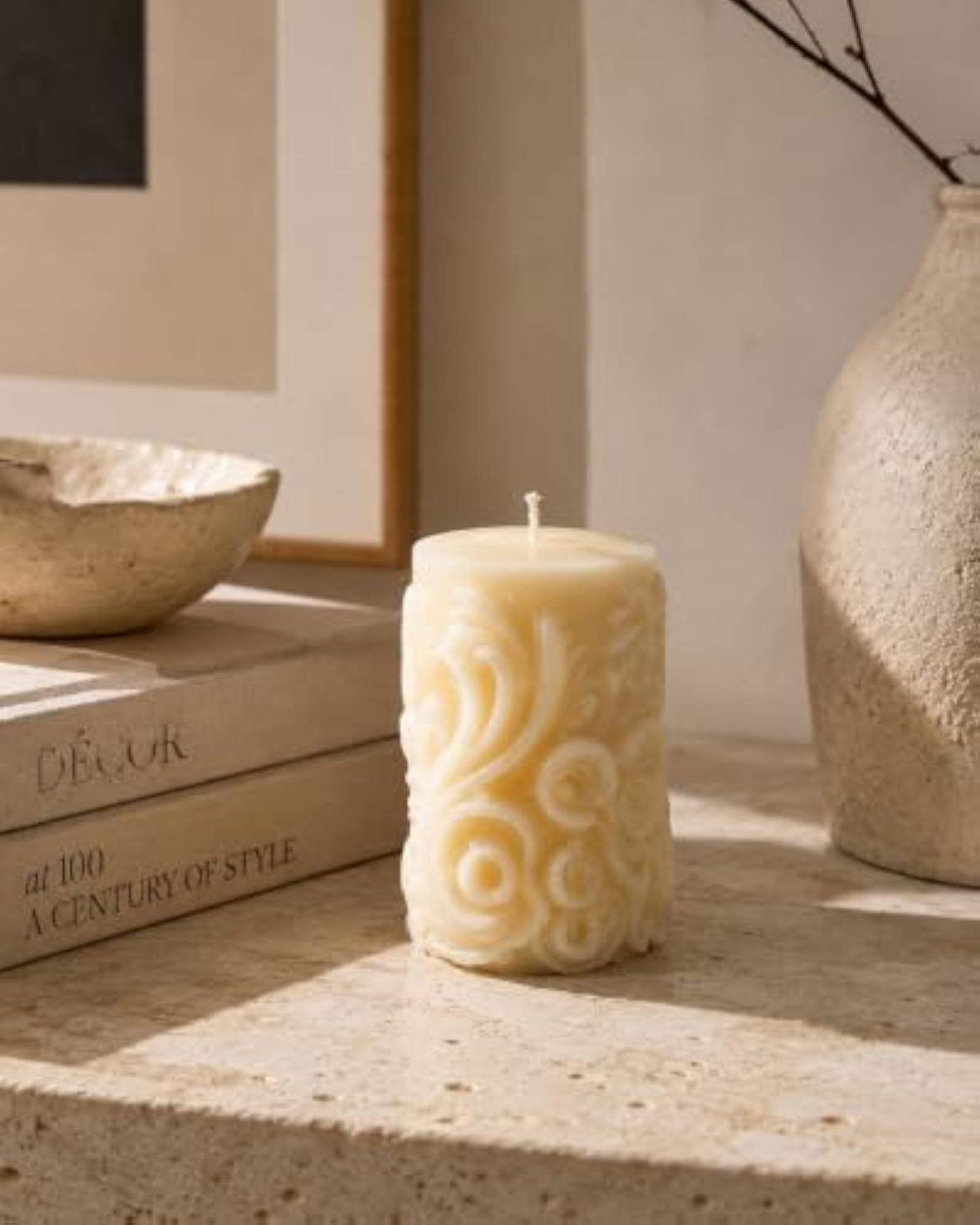 French Vanilla Scented Soy Wax Candle, Decorative Pillar Gift