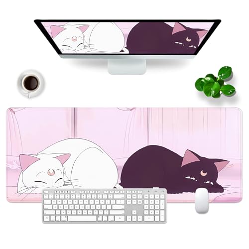 Tapis de souris de jeu rose chat 800x300mm grand sous-main XL