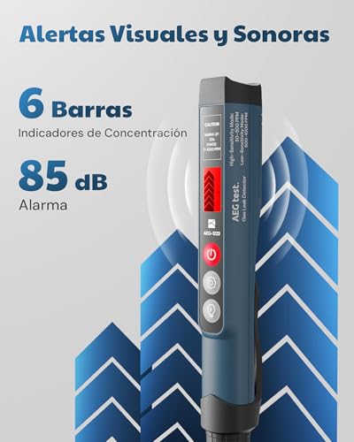 Miniatura 4 de Aegtest 1223 Detector De Fugas De Gas Con Alarma Visual Y Sonora, Luz Incorporada, Detector De Gas Natural Para Localizar Fugas De Gases Combustibles Como Metano, Propano Para El Hogar