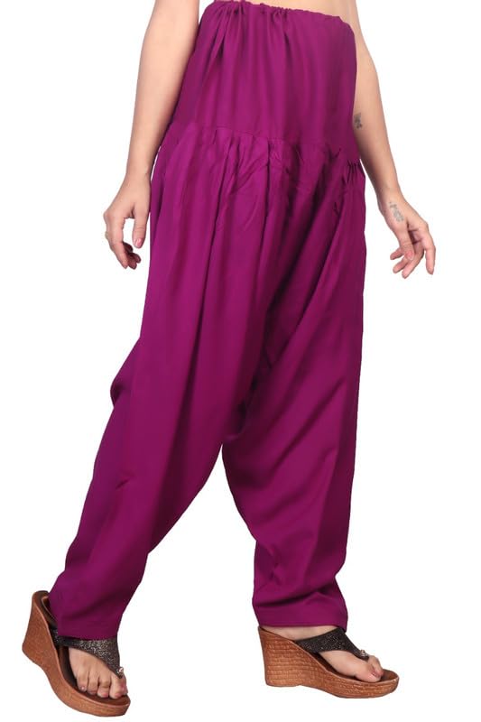 Image of FASHION GALLERY Women's Rayon Relaxed Fit Patiala Salwar with Full Length Drawstring Closure Type and Flexible Waist | Patiala Pant for Woman Free Size Fit Upto XXL