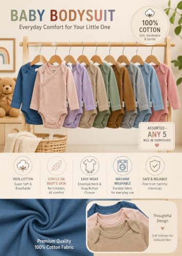 Image of TuddyBuddy 100% Cotton Multi Color Romper /Bodysuit /Onesies for Baby Boys & Baby Girls