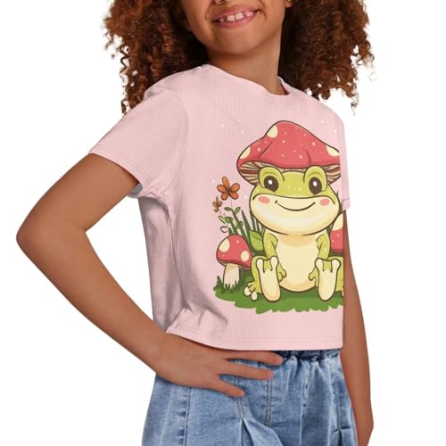 Image of Kids T Shirt Short Sleeve Crop Tops for Girls Summer Clothes Pullover Tees Shirt 5-14