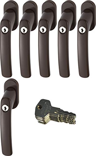 Preisvergleich Produktbild ABUS FG200 B SB abschließbarer Fenstergriff, braun im Set 6 Stück