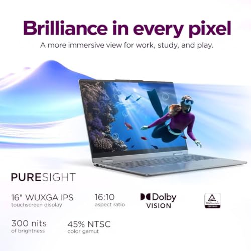 Image of Lenovo Yoga 7i 2-in-1 Business Laptop (16 inch FHD+ Touchscreen, Intel Ultra 7 256V, 16GB 8533 MT /s DDR5, 512GB SSD), 2x Thunderbolt 4, Numeric Keypad, Wi-Fi 7, Copilot+ PC, Long Battery Life, Win 11 Home