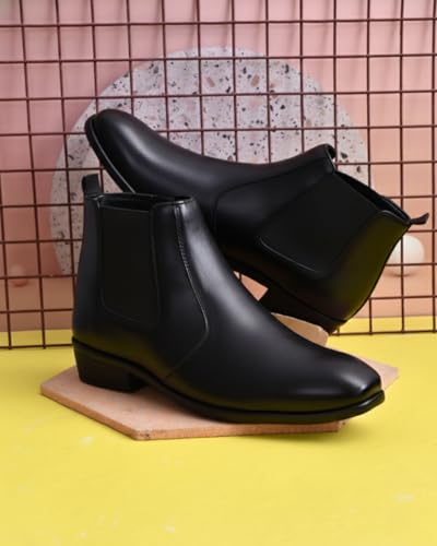 Image of Sleek Toe Chelsea Boots for Men with Side Zip, Classic Office Party Casual Wear, Smooth Finish, Comfortable Fit & Durable Sole for Everyday Styling