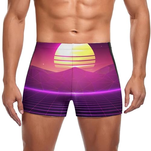 Swimming trunks coucher de soleil rétro homme boxer de bain ajustable