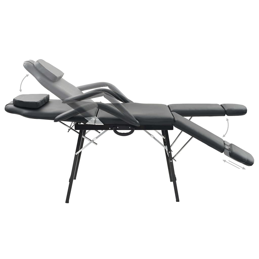 Lettino da Massaggio Portatile in Similpelle 185x78x76 cm Nero,Salute e Bellezza,Cura della Persona,Massaggi e Relax,Poltrone da Massaggio(SPU:110161)