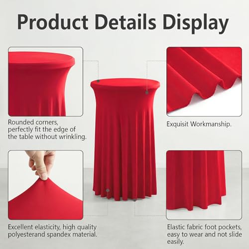 ArtSocket Cocktail Table Covers, Ruffle Skirt, 6-Pack, Spandex Red by ArtSocket - Used condition - Image 4