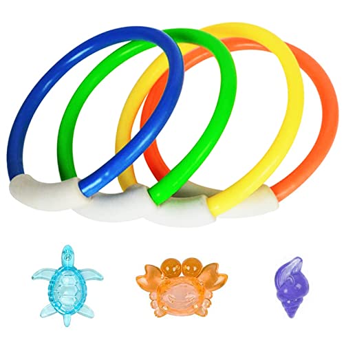 VIKSAUN Unterwasser Tauchbecken Spielzeug, 4 pcs Tauchringe mit 3 pcs...