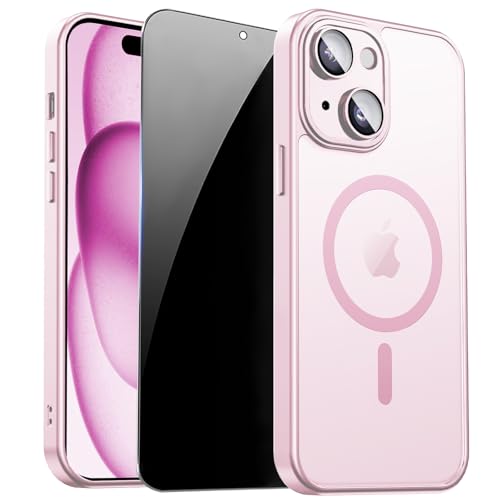 Image of for iPhone 15 Case with Privacy Screen Protector, Pink