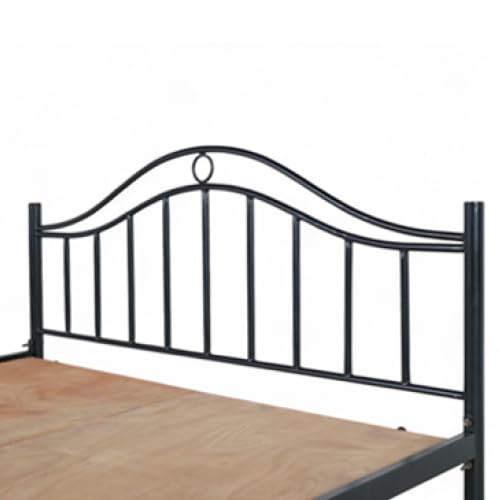 Image of NEUDOT RM Napster Metal Queen Bed Frame - Heavy Duty All-Metal Platform Bed - 200kg Weight Capacity, Powder-Coated Finish, Curved Headboard - Modern Minimalist Bedroom Furniture, Black Finish