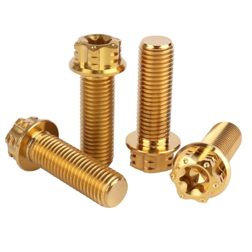 Image of 4Pcs Titanium Bolt Flange Torx Head M8 M10 x 20 25 30mm Screw Bolt for Motorcycle Car Modifications (Gold, M10x30mm Pitch 1.25)