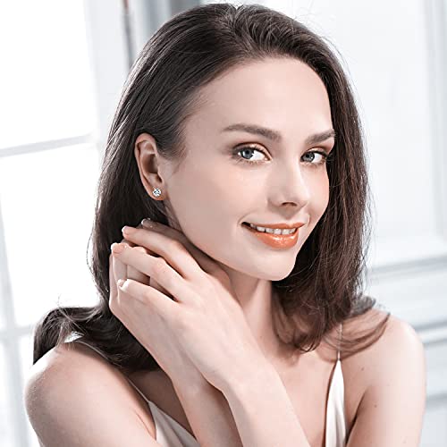 MDFUN 5/6 Pairs 18K Yellow Gold Plated Round Cut Clear Cubic Zirconia Stud Earring Pack with Screw Back Earring Set 3-8mm4