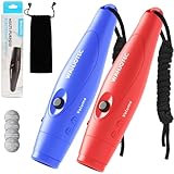 WANJOTEC Electronic Whistle for Teacher Coache, 3 Tones Adjustable 130db Loudest High Volume Handheld Emergency Electric Whistles for Referee, P.E.Outdoor Sports Whistles with Lanyard (Blue+Red)