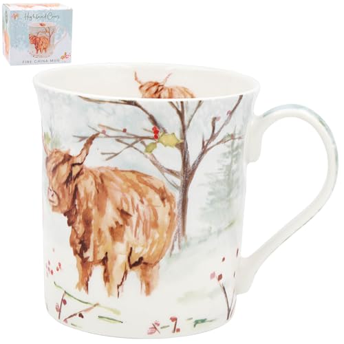 The Leonardo Collection Taza de vaca Highland para bebidas calientes, tazas de café reutilizables de porcelana fina para cocina y hogar, tazas de té impresas duraderas para cada ocasión, taza de larga The Leonardo Collection Taza de vaca Highland para bebidas calientes, tazas de café reutilizables de porcelana fina para cocina y hogar, tazas de té impresas duraderas para cada ocasión, taza de larga