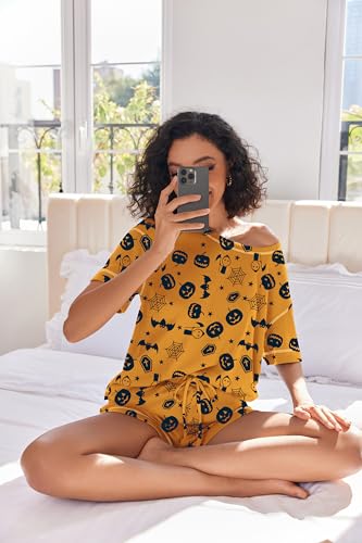 Image of Ekouaer Women's Waffle Knit Two Piece Lounge Set, Soft Matching Outfits for Daily Wear, Casual Shorts Set with Pocket