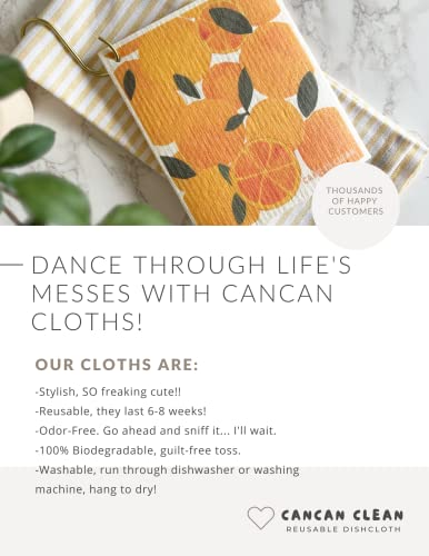 Cancan Clean Swedish Dishcloths For Kitchen With Magnetic Hook | Absorbent Washable Reusable Paper Towels Dish Cloth | Eco-Friendly Cellulose Sponge Cloths | 3 Pack (Citrus Trio) #TOP2