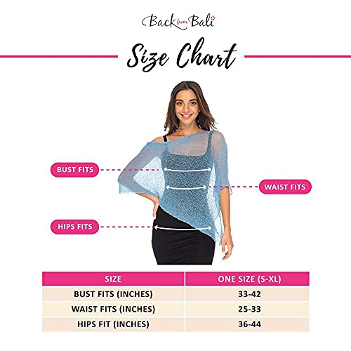 Back From Bali PONCHO-LITE-BLACK Womens Sheer Poncho Shrug Bolero, Lightweight Summer Shrug Pullover Sweater Black thumb #3