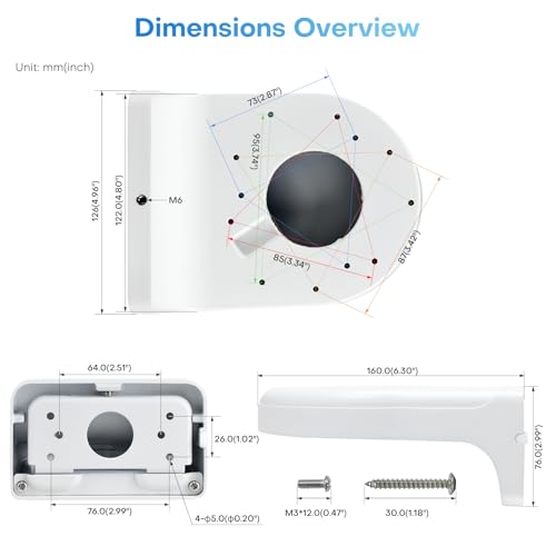Image of VALUCAM203W Waterproof Aluminum Wall Mount Bracket for Dome Turret Camera Turret Camera VC-EDI04EG1-IA IPC-HDBW2441E-S IPC-HDBW2841R-ZS IPC-HDBW2449E-S-IL IPC-HDW2841TM-S IPC-HDW2841T-S IPC-EB5541-AS