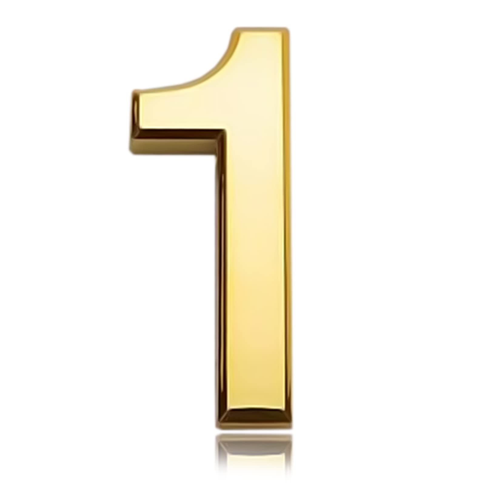 3 Inch Front Door Numbers, 3D Self Adhesive House Numbers Plaques Waterproof Mailbox Signage DIY Chrome Polished Address Numbers Sign for Home Office Hotel Apartment Door Room Wall, Gold (1)