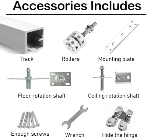 Heavy Duty Bifold Door Track Set - 96in, 72in, 60in, 48in Folding Door Hardware for Indoor & Closet Use, Fits 1-3/4 Inch Thickness Sliding Doors