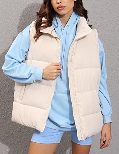 Zhiyouni Womens Puffer Vests Sleeveless Puffy Jackets Stand Collar Zipper Coats4