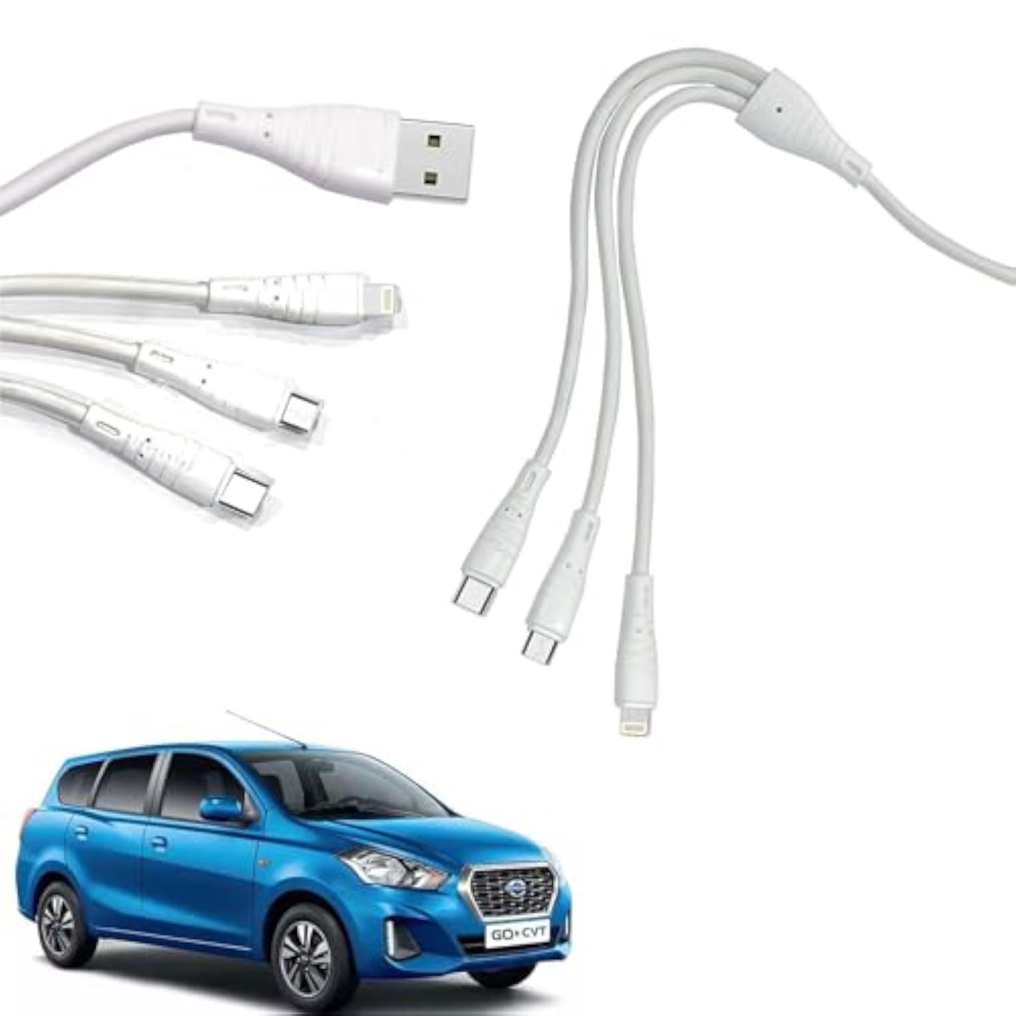 3 in 1 Fast Rapid Charging Cable for Micro USB, iPhone & Type C