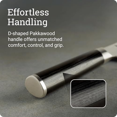 Shun Classic 7" Hollow Ground Asian Cook’s Knife, Handcrafted Japanese Kitchen Knife, VG-MAX Core Damascus Stainless Steel Cladding, Pakkawood Handle, Gyuto-Style Tool for Professional and Home Chefs - Thumbnail 4