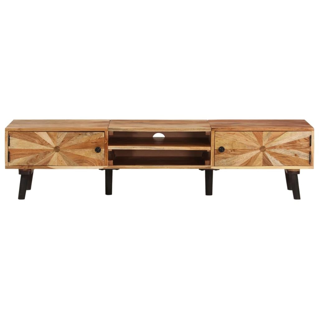 Generic 145x35x35 Cm Solid Acacia Wood TV Szafka, Odporna na pogodę, Trwałe, Unikalne Ziarna Drewna, Obszerne Miejsce do Przechowywania dla Odtwarzaczy DVD, Konsole do Gier, Urządzenia