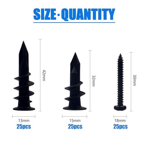 BESTYCHAO 100pcs Drywall Anchors and Screws Kit, 50 Nylon Plastic Wall Anchors and 50 Screws - Image 2