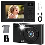 Digitalkamera 1080P 48MP Fotokamera Kamera, Tragbare Kompaktkamera mit 2,4" LCD Bildschirm & 64GB SD-Karte, Geschenk für Kinder Teenager Studenten Anfänger