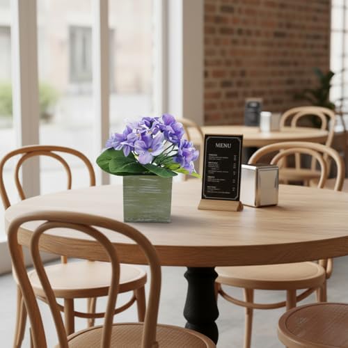 Image of KARP Artificial Potted Plants, 20Cm Height Mini Purple Hydrangea Flower Plant with Pots Home Decor, Indoor Artificial Ornamental Plant for Living Room, Office Desk & Bathroom, Decorative