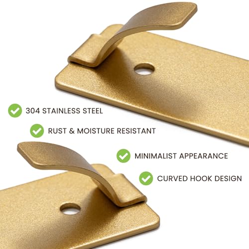 Image of TAILI Hooks for Hanging 10 Metal Sticky Hooks and 14 Adhesive Strips Gold