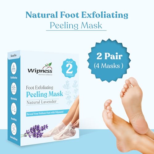 Image of Wipness 100% Natural Foot Peeling & Exfoliating Foot Mask for Baby Soft Feet | Removes Dead Skin & Calluses | Hydrates & Smooths Cracked Heels | Pack of 1 (2 Masks)